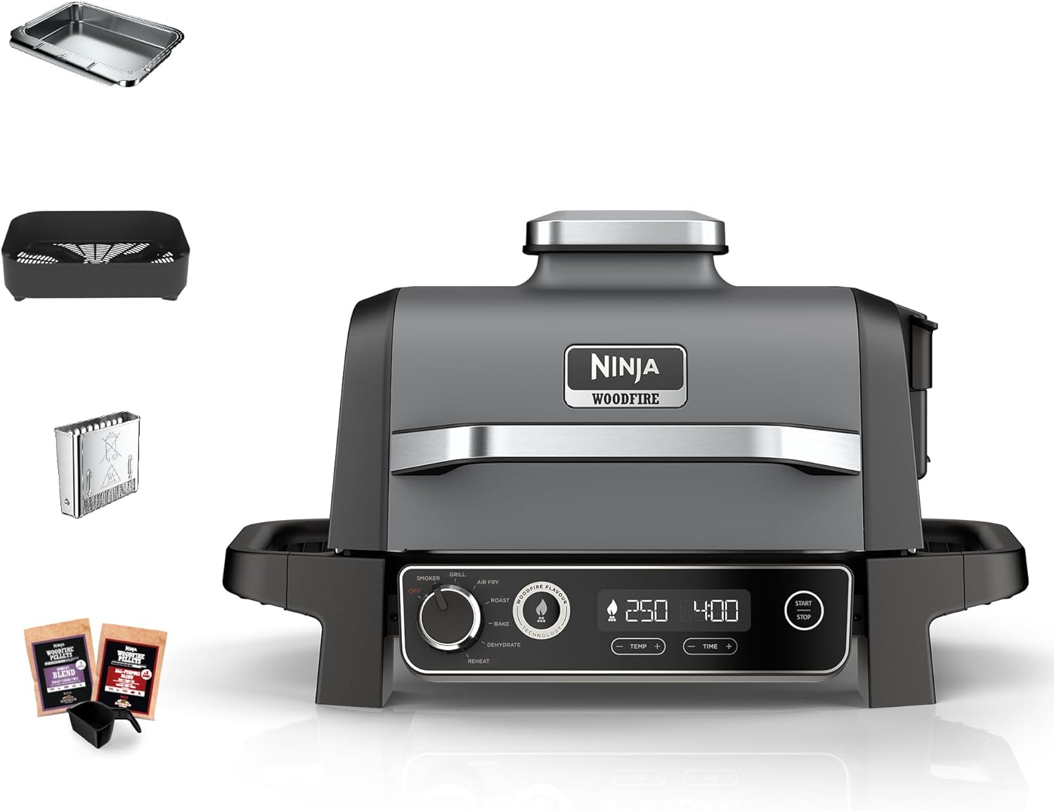 World Cup BBQ Kit: Ninja Woodfire Grill + Ninja Foodi StaySharp 14-Piece Knife Block