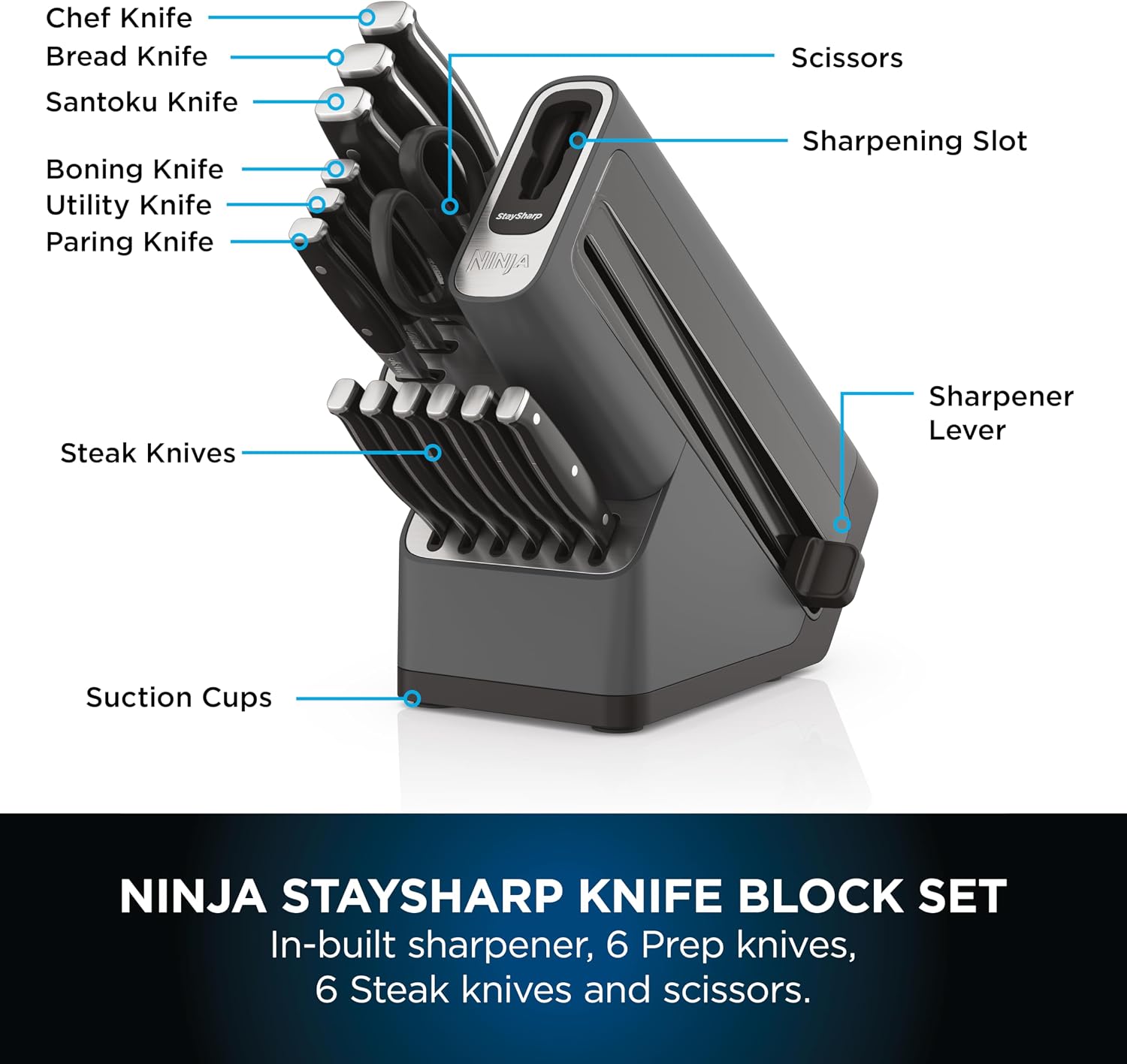 World Cup BBQ Kit: Ninja Woodfire Grill + Ninja Foodi StaySharp 14-Piece Knife Block