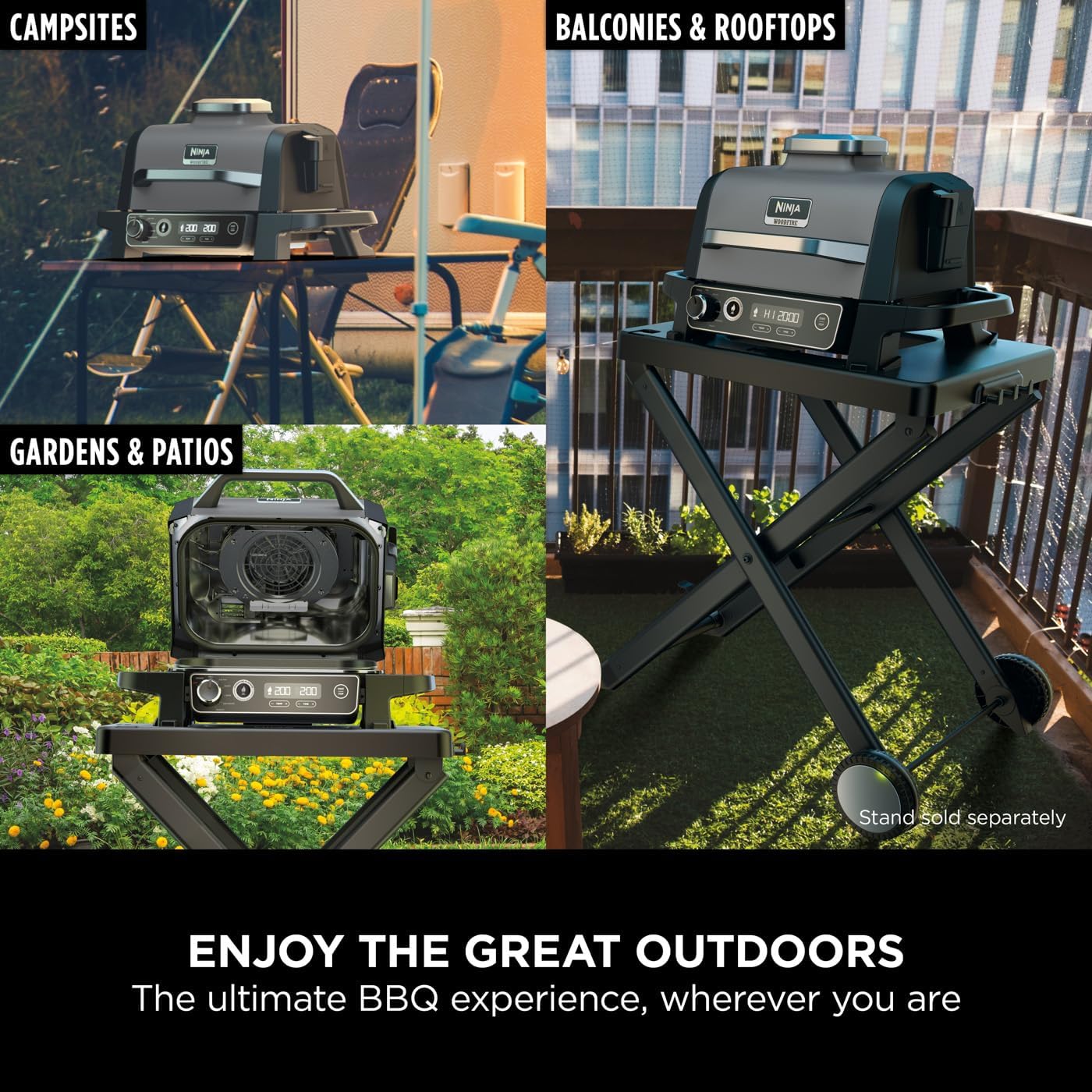 World Cup BBQ Kit: Ninja Woodfire Grill + Ninja Foodi StaySharp 14-Piece Knife Block
