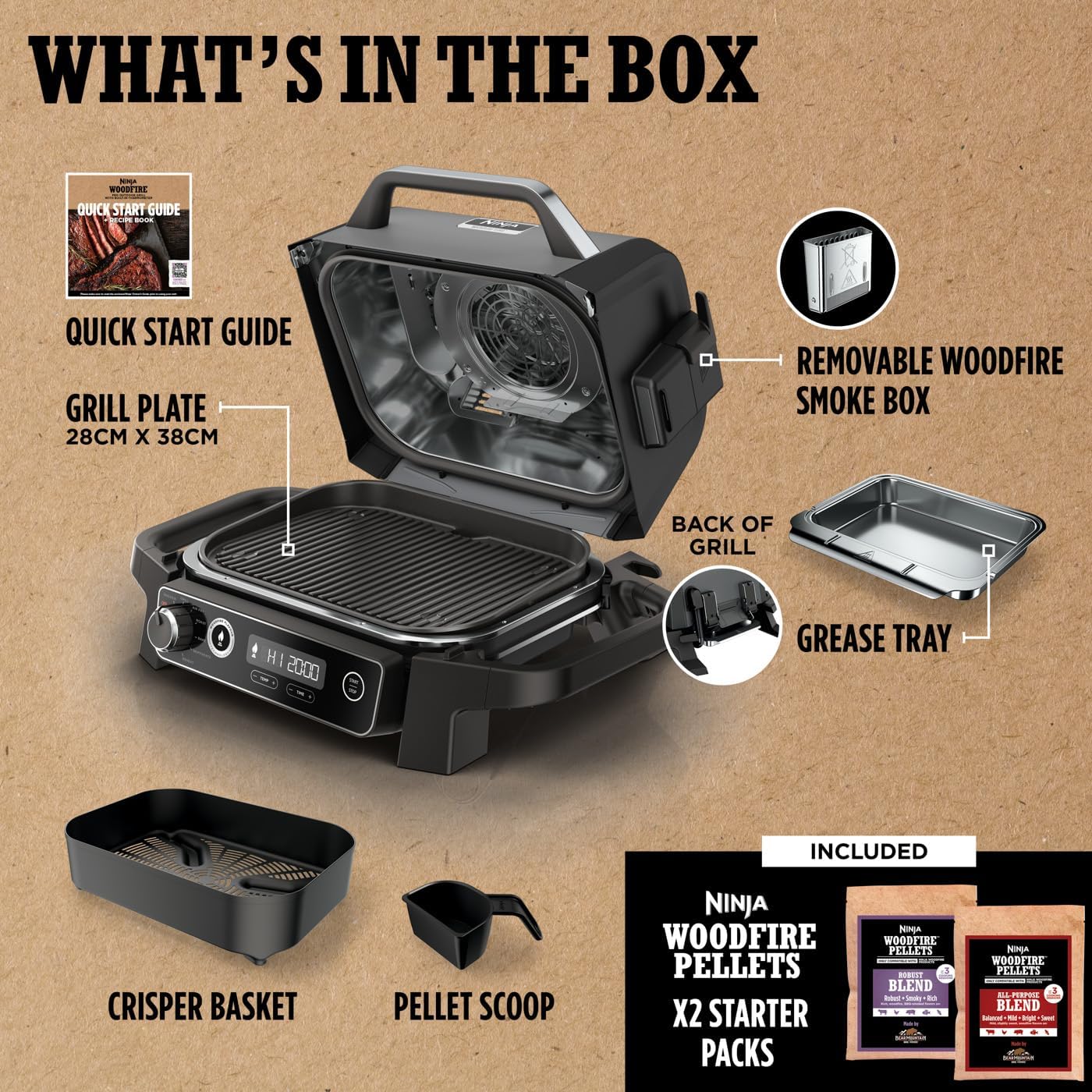 World Cup BBQ Kit: Ninja Woodfire Grill + Ninja Foodi StaySharp 14-Piece Knife Block